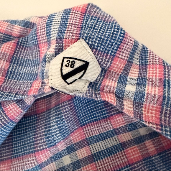 Cremieux Classics XL Long Sleeve Button Up Plaid Shirt 38 Blue Pink White Check - Picture 4 of 7